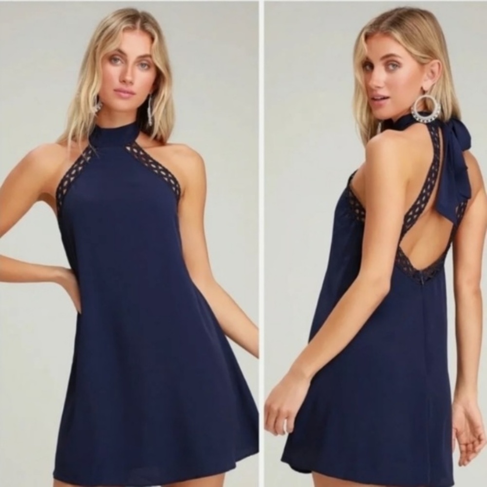 Lulu's Navy Halter Mini Dress